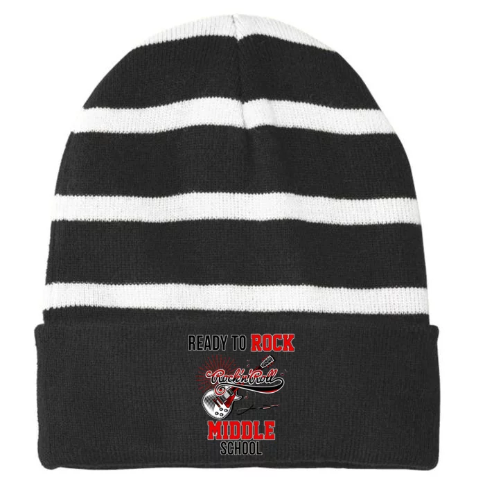 Ready To Rock Middle School Striped Beanie with Solid Band