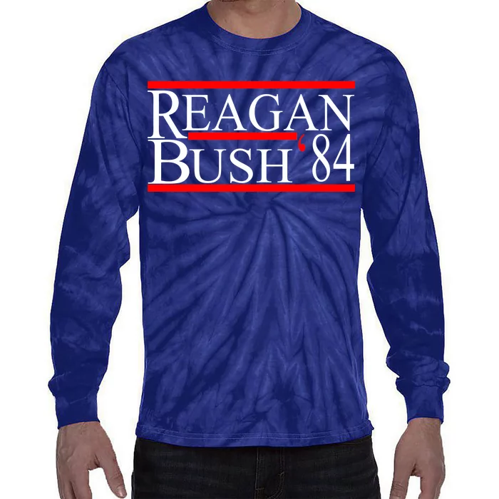 Reagan Bush 84 Retro USA Election Tie-Dye Long Sleeve Shirt