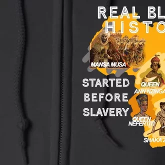 Real Black History Started Before Slavery Heritage Full Zip Hoodie