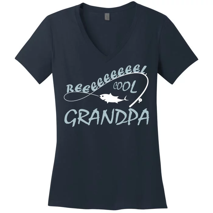 Real Cool Fishing Grandpa Women's V-Neck T-Shirt