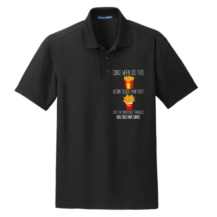 Real Fries Have Curves Funny Curly Fries Dry Zone Grid Performance Polo