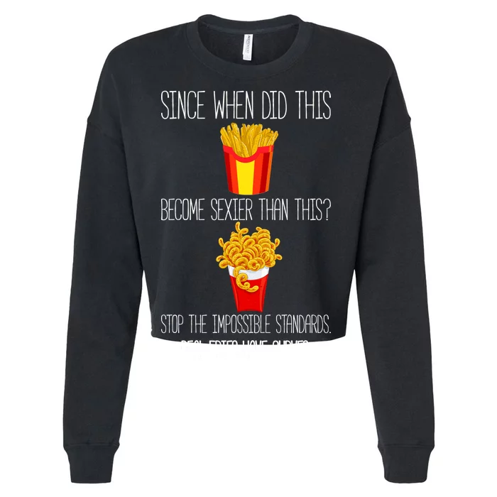 Real Fries Have Curves Funny Curly Fries Cropped Pullover Crew