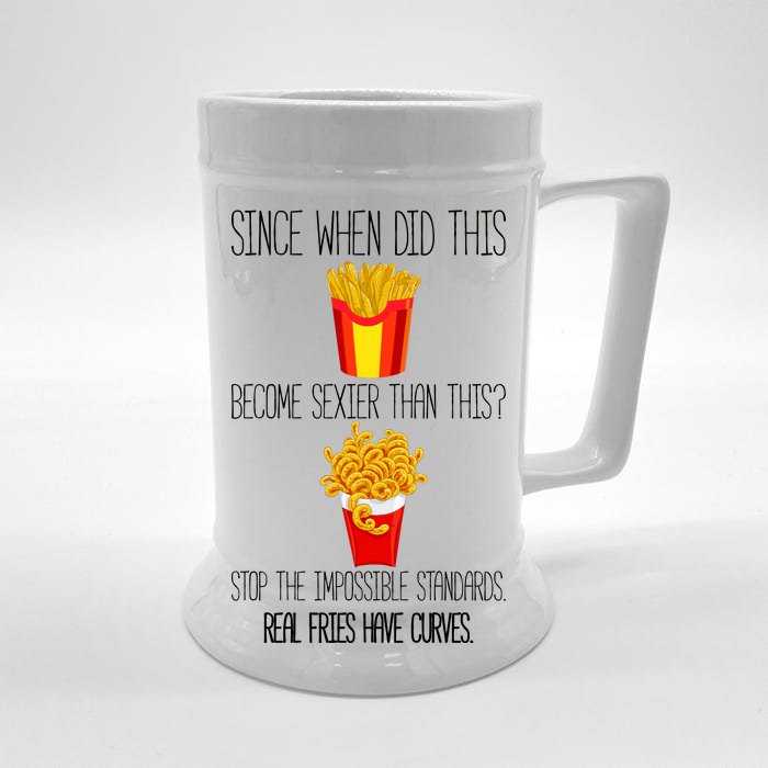 Real Fries Have Curves Funny Curly Fries Front & Back Beer Stein