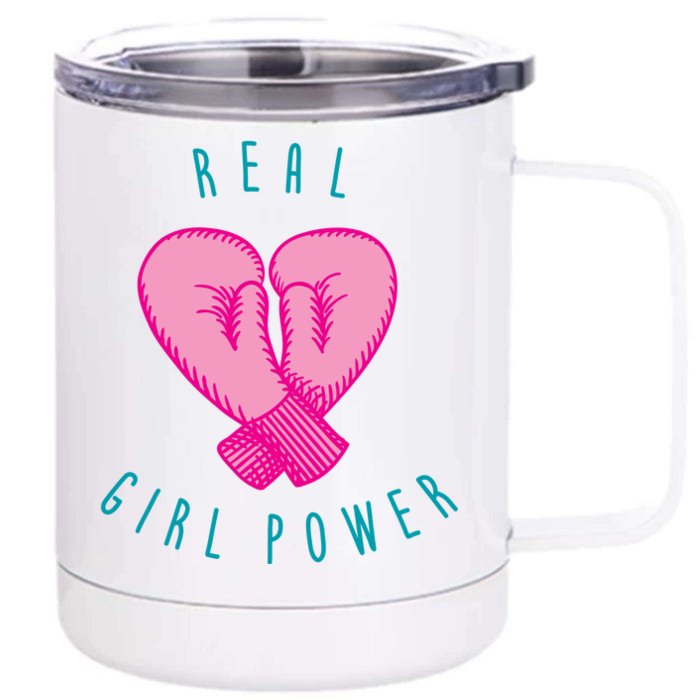 Real Girl Power Boxing Front & Back 12oz Stainless Steel Tumbler Cup