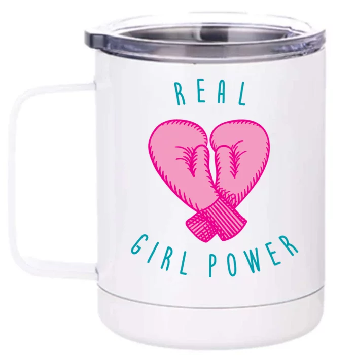 Real Girl Power Boxing Front & Back 12oz Stainless Steel Tumbler Cup