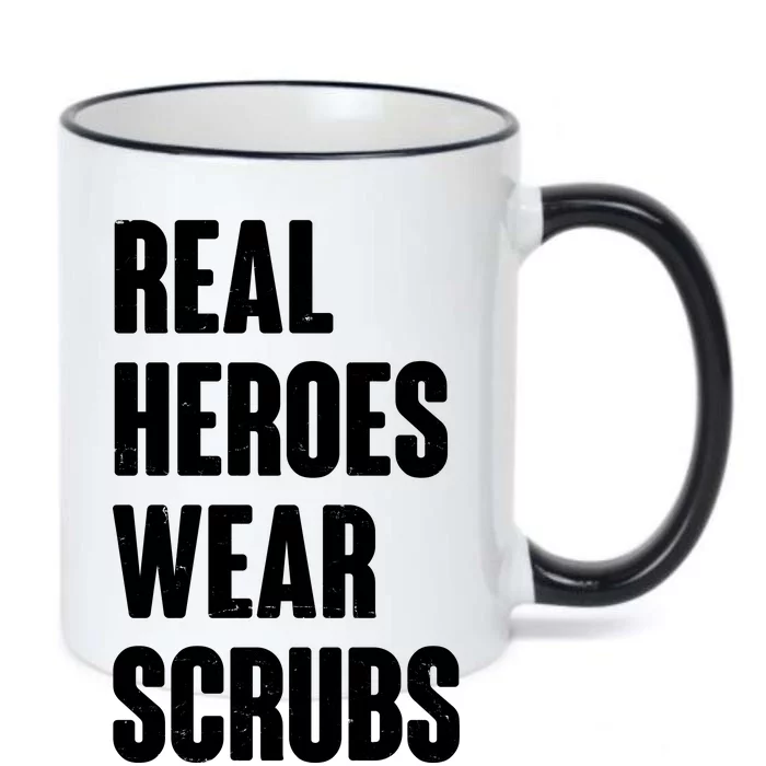 Real Heroes Wear Scrubs Support Black Color Changing Mug