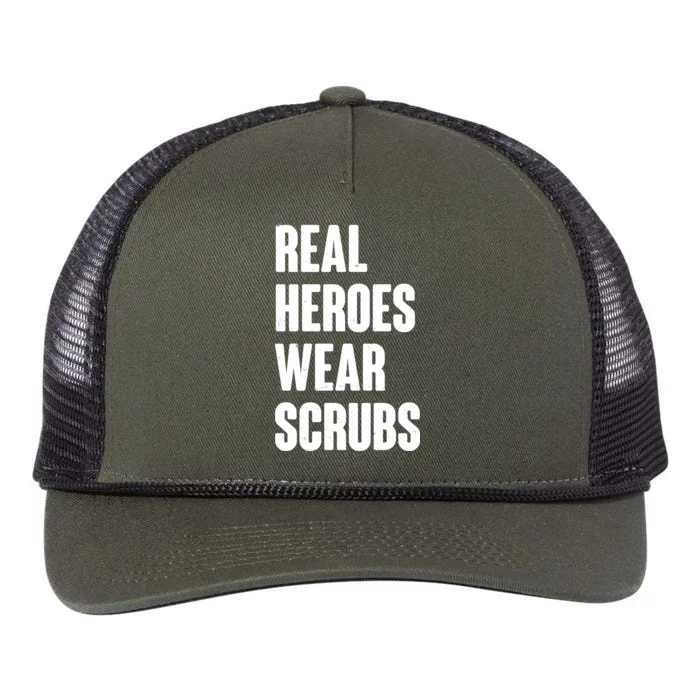 Real Heroes Wear Scrubs Support Retro Rope Trucker Hat Cap