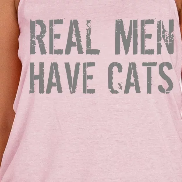 Real Men Have Cats Funny Women's Knotted Racerback Tank