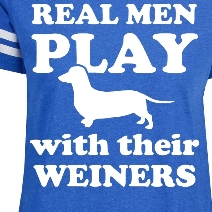 Real Men Play With Their Wieners Enza Ladies Jersey Football T-Shirt