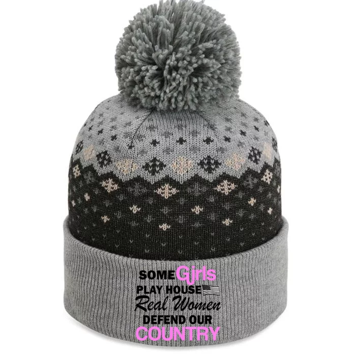 Real Women Defend Our Country The Baniff Cuffed Pom Beanie