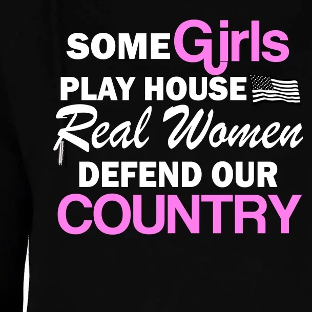 Real Women Defend Our Country Womens Funnel Neck Pullover Hood