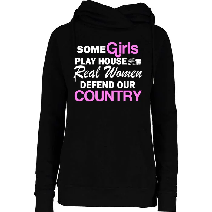 Real Women Defend Our Country Womens Funnel Neck Pullover Hood