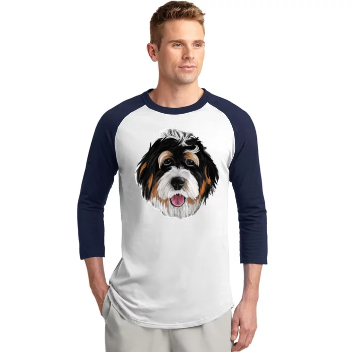 Realistic Dog Face Baseball Sleeve Shirt