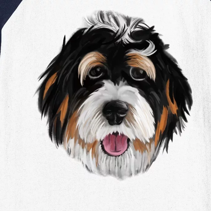 Realistic Dog Face Baseball Sleeve Shirt