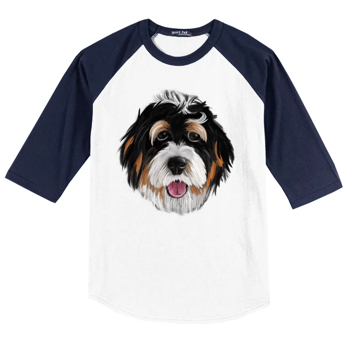 Realistic Dog Face Baseball Sleeve Shirt