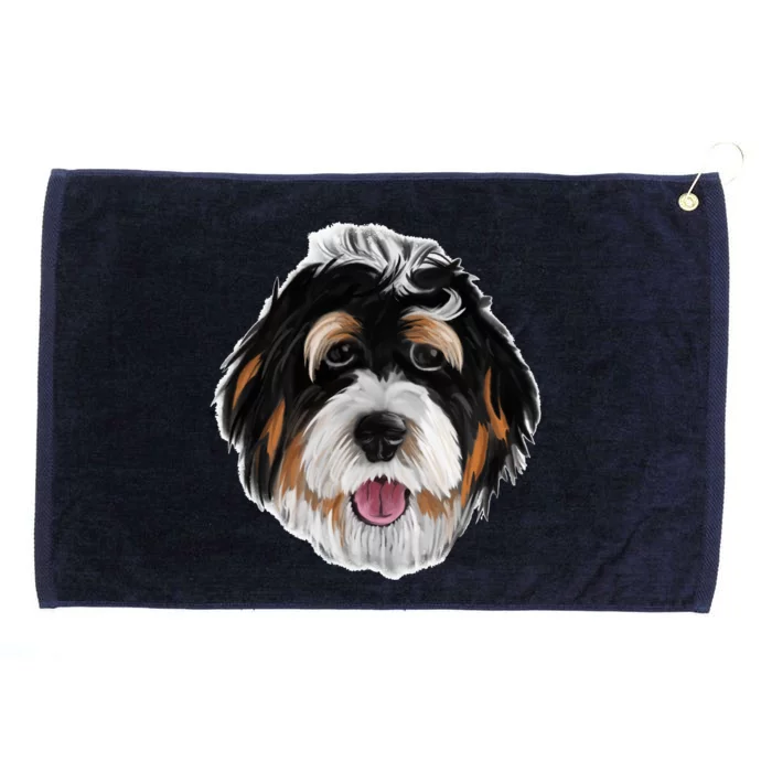 Realistic Dog Face Grommeted Golf Towel