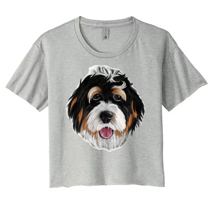 Realistic Dog Face Women's Crop Top Tee