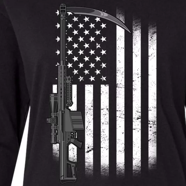 Reapers Gun Flag Womens Cotton Relaxed Long Sleeve T-Shirt