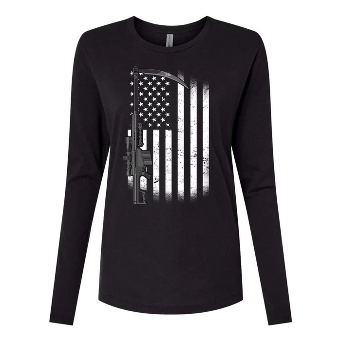 Reapers Gun Flag Womens Cotton Relaxed Long Sleeve T-Shirt