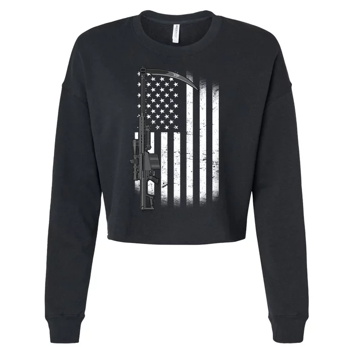 Reapers Gun Flag Cropped Pullover Crew