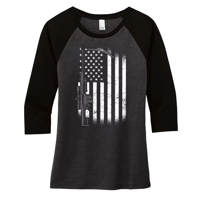 Reapers Gun Flag Women's Tri-Blend 3/4-Sleeve Raglan Shirt