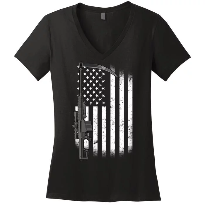 Reapers Gun Flag Women's V-Neck T-Shirt