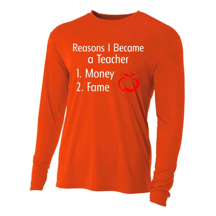 Reasons I Became A Teacher Funny Cooling Performance Long Sleeve Crew