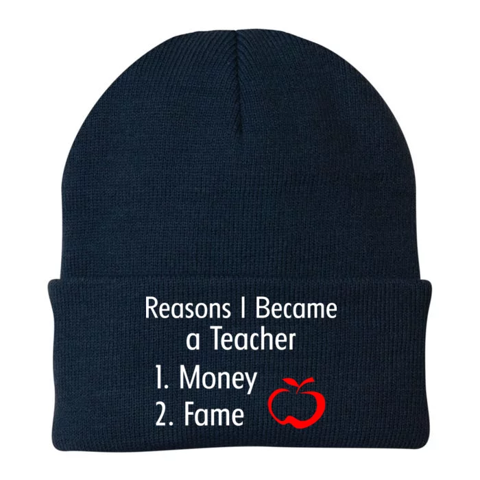 Reasons I Became A Teacher Funny Knit Cap Winter Beanie