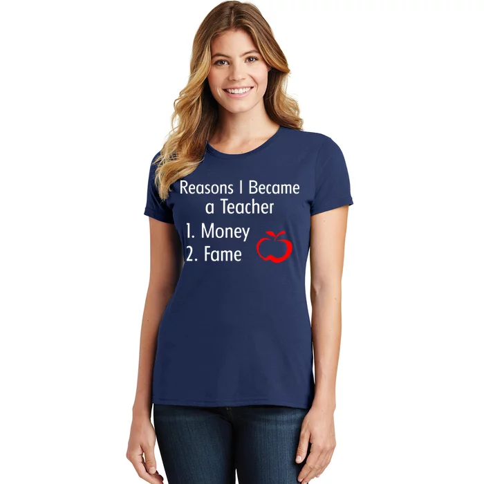 Reasons I Became A Teacher Funny Women's T-Shirt