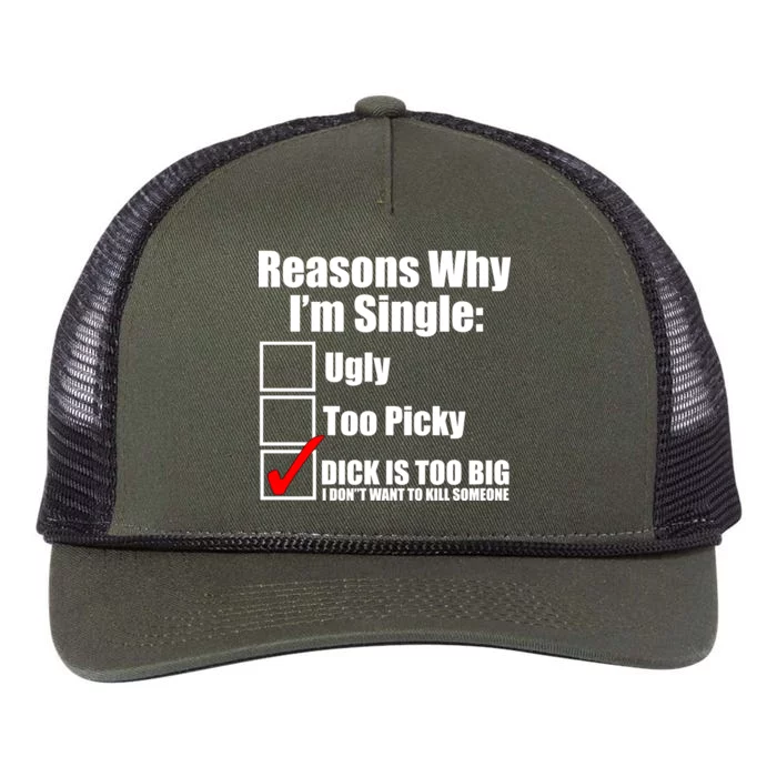 Reasons Why Im Single Ugly Picky Dick Too Big Mens Funny Retro Rope Trucker Hat Cap