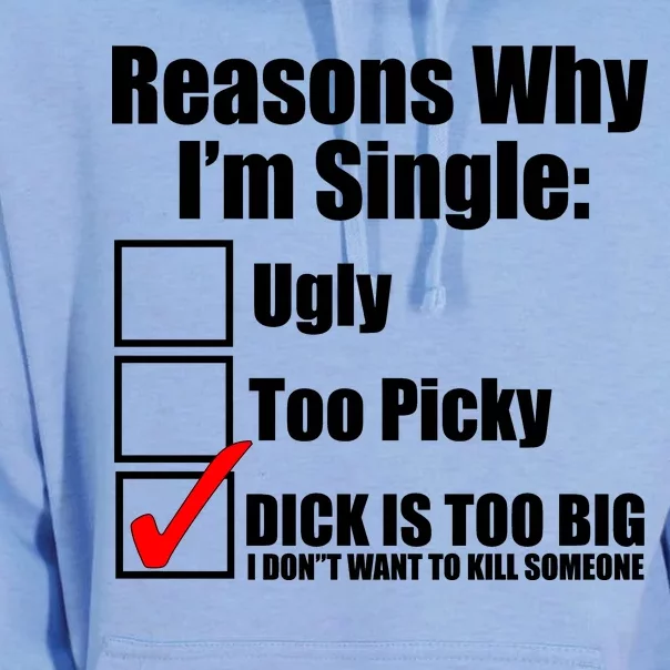 Reasons Why Im Single Ugly Picky Dick Too Big Mens Funny Unisex Surf Hoodie