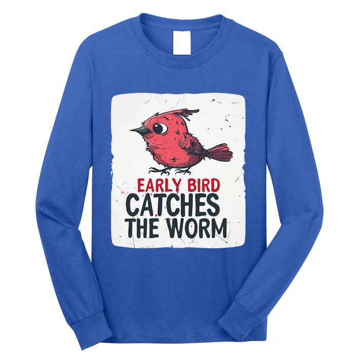 Red Early Bird Costume For Worm Idiom Speech Lovers Long Sleeve Shirt