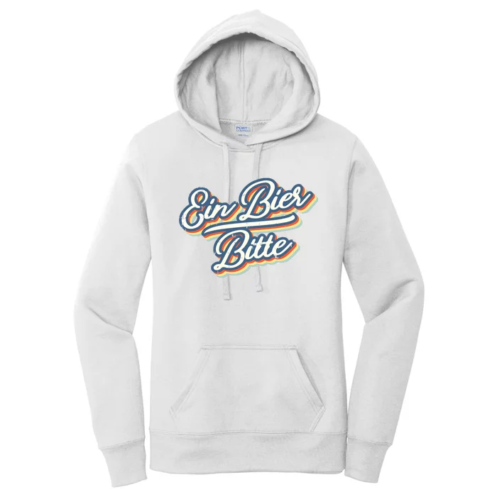 Retro Ein Bier Bitte Funny Vintage Beer German Oktoberfest Women's Pullover Hoodie