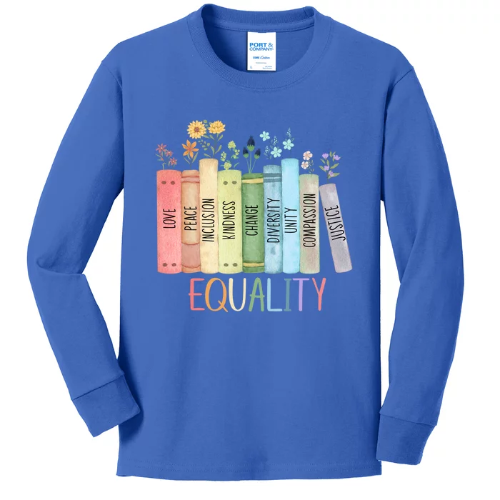 Reading Equality Book Lover Librarian Lgbt Wildflowers Gift Kids Long Sleeve Shirt