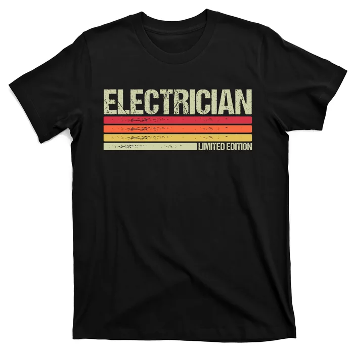 Retro Electrician Birthday Job Title T-Shirt