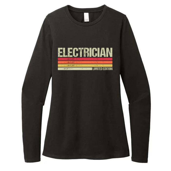 Retro Electrician Birthday Job Title Womens CVC Long Sleeve Shirt