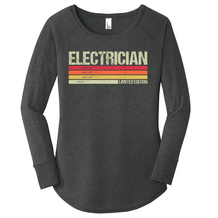 Retro Electrician Birthday Job Title Women's Perfect Tri Tunic Long Sleeve Shirt