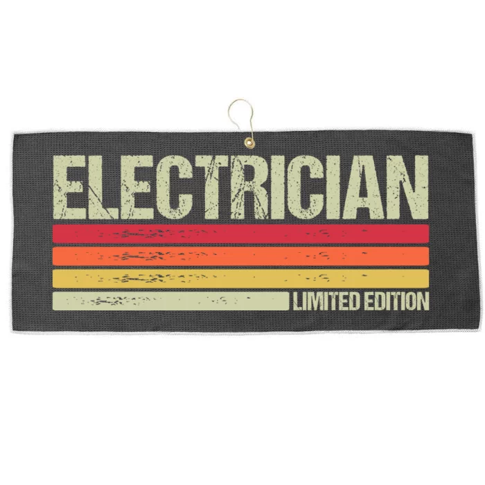 Retro Electrician Birthday Job Title Large Microfiber Waffle Golf Towel