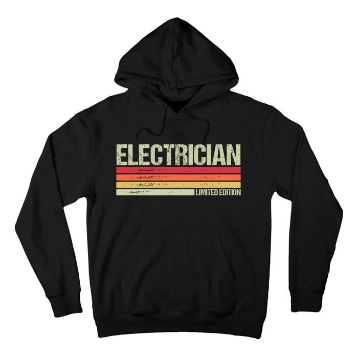 Retro Electrician Birthday Job Title Tall Hoodie