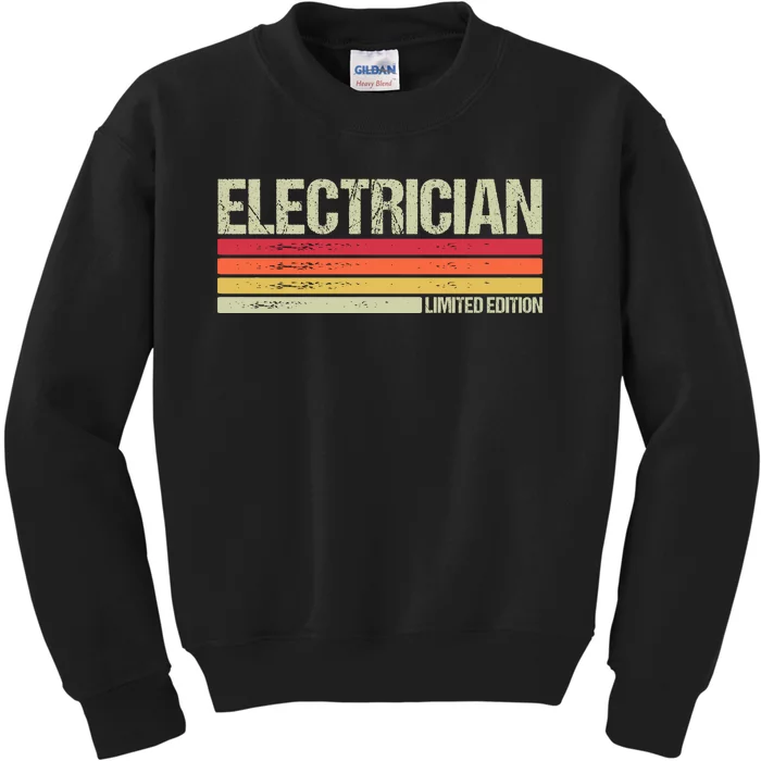 Retro Electrician Birthday Job Title Kids Sweatshirt