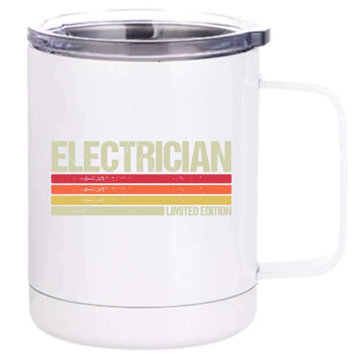 Retro Electrician Birthday Job Title Front & Back 12oz Stainless Steel Tumbler Cup