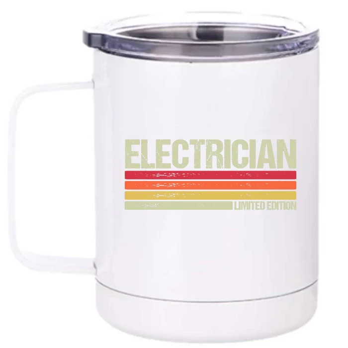 Retro Electrician Birthday Job Title Front & Back 12oz Stainless Steel Tumbler Cup