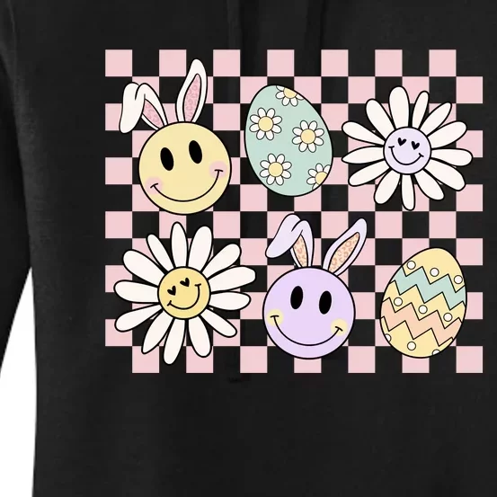 Retro Easter Bunny Floral Easter Egg Women's Pullover Hoodie