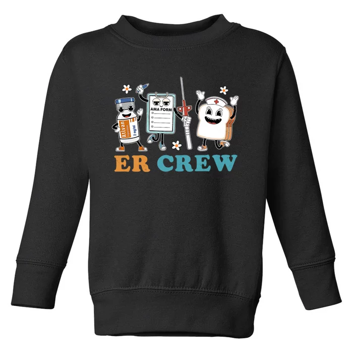 Retro Er Crew Emergency Room Funny Er Ed Nurse Tech Toddler Sweatshirt