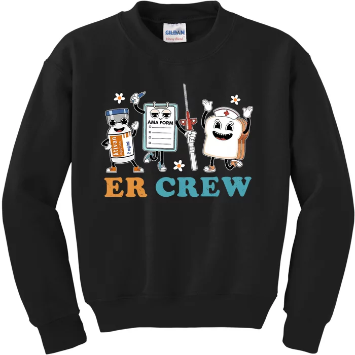 Retro Er Crew Emergency Room Funny Er Ed Nurse Tech Kids Sweatshirt