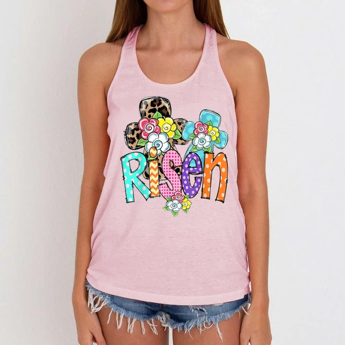 Risen Easter Cross Colorful Women's Knotted Racerback Tank