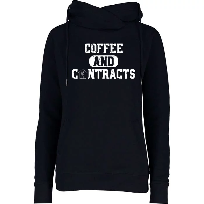 Real Estate Contracts Coffee Realtor Broker Agent Womens Funnel Neck Pullover Hood