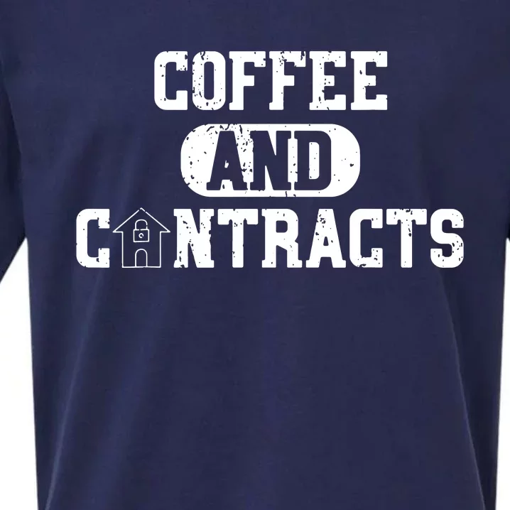 Real Estate Contracts Coffee Realtor Broker Agent Sueded Cloud Jersey T-Shirt