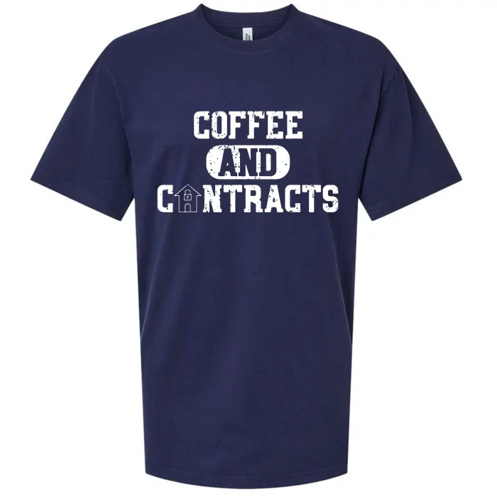 Real Estate Contracts Coffee Realtor Broker Agent Sueded Cloud Jersey T-Shirt