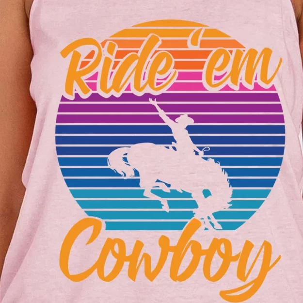 Ride 'Em Cow Horse Lover Galloping Horse Rodeo Great Gift Women's Knotted Racerback Tank